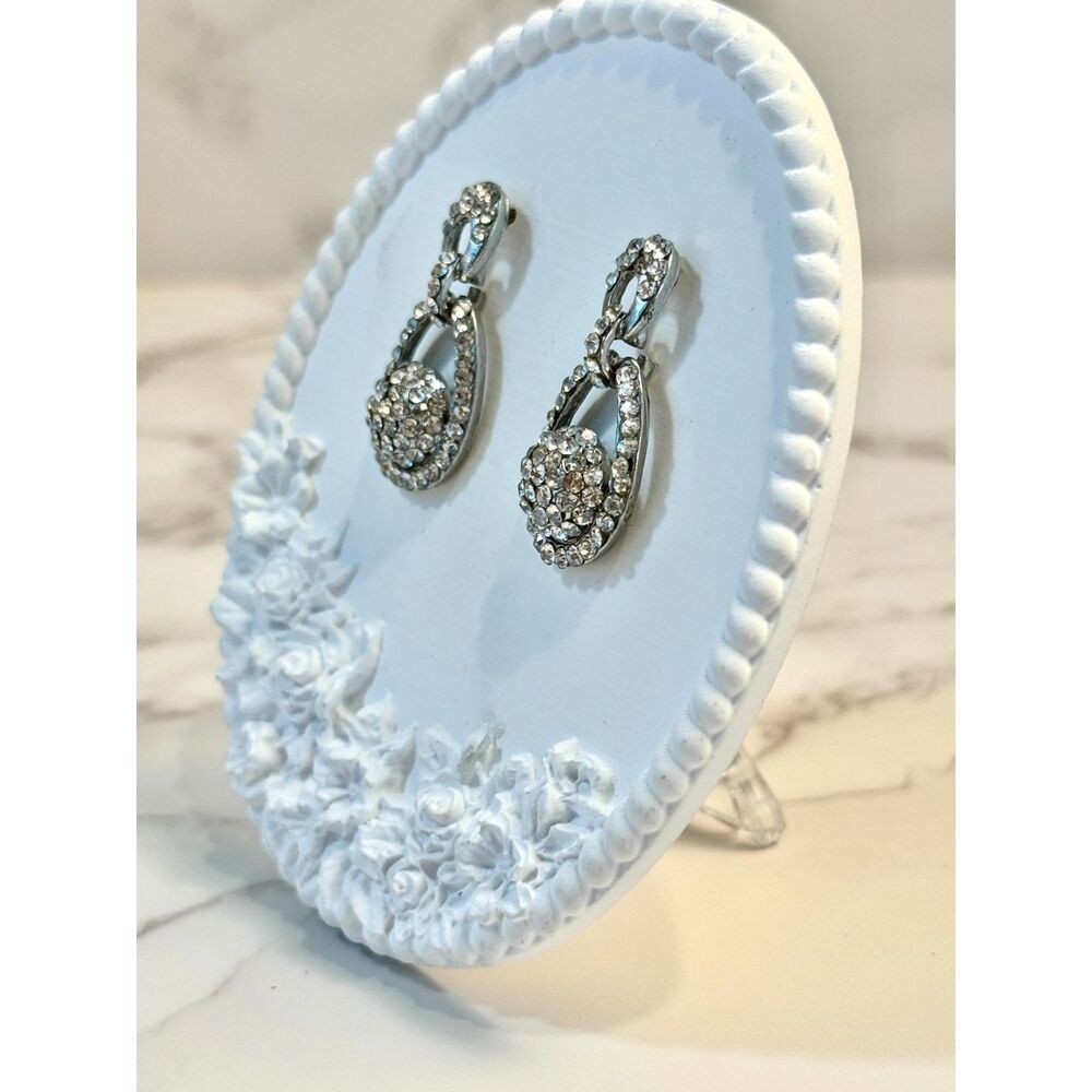 Vintage Rhinestone Dangle Earrings - Picture 2 of 7
